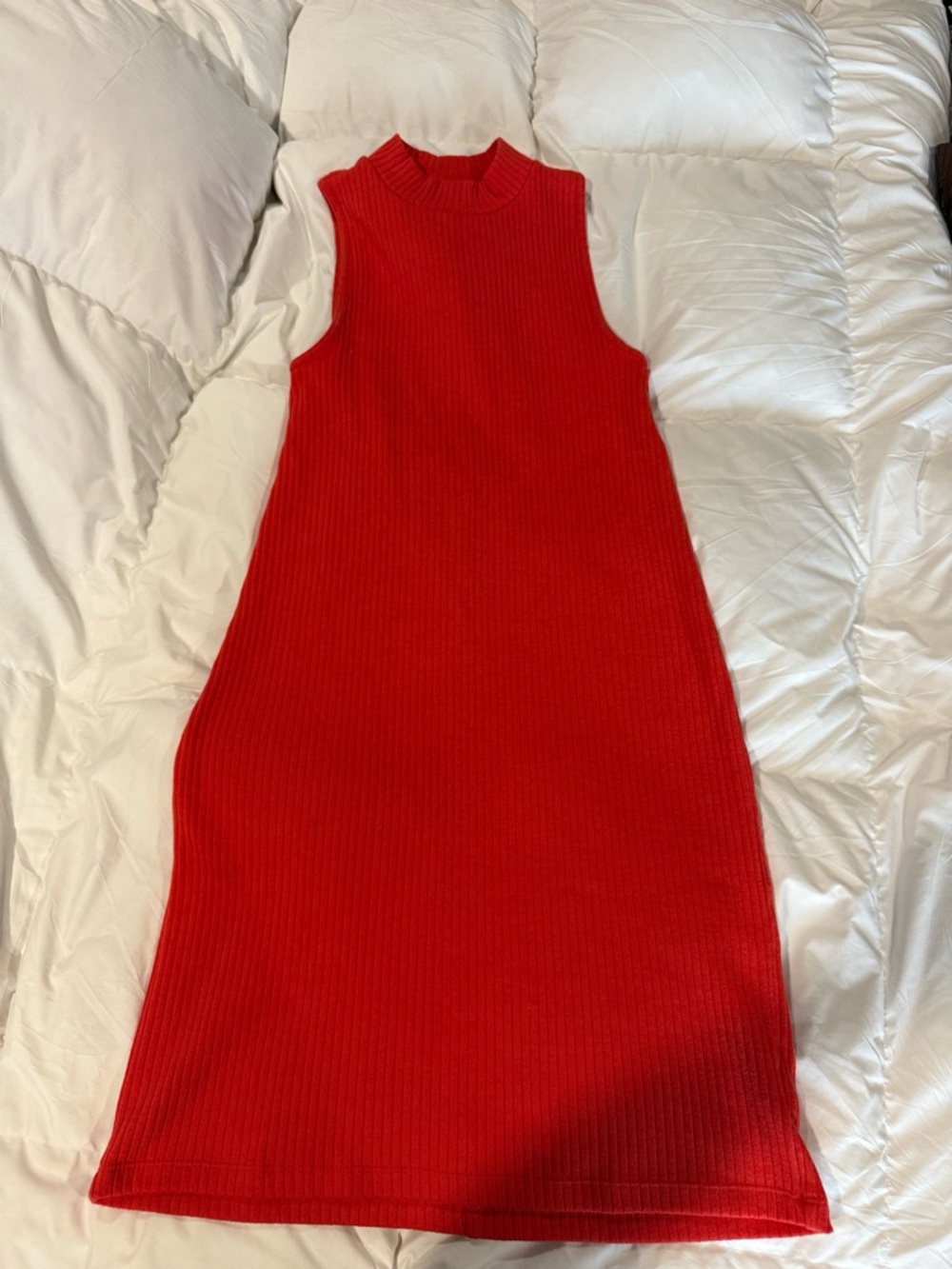 Old Navy Bright Red Sleeveless Ribbed Midi Dress